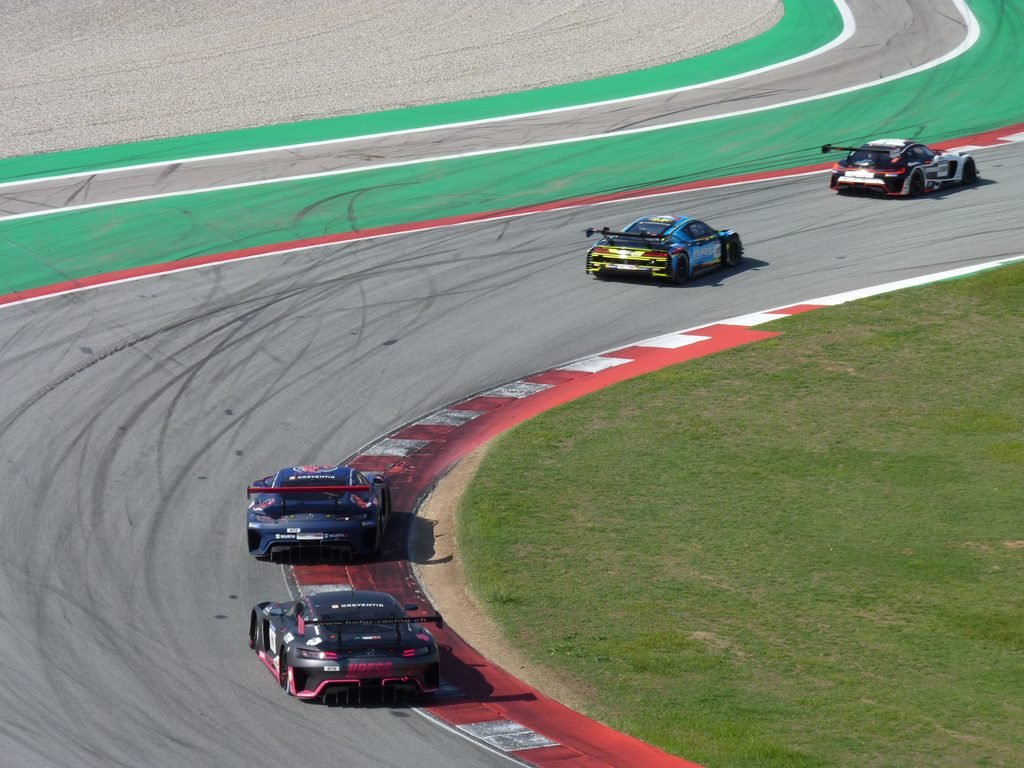 Various cars taking T1 of the 24H Barcelona from Circuit Barcelona-Catalunya