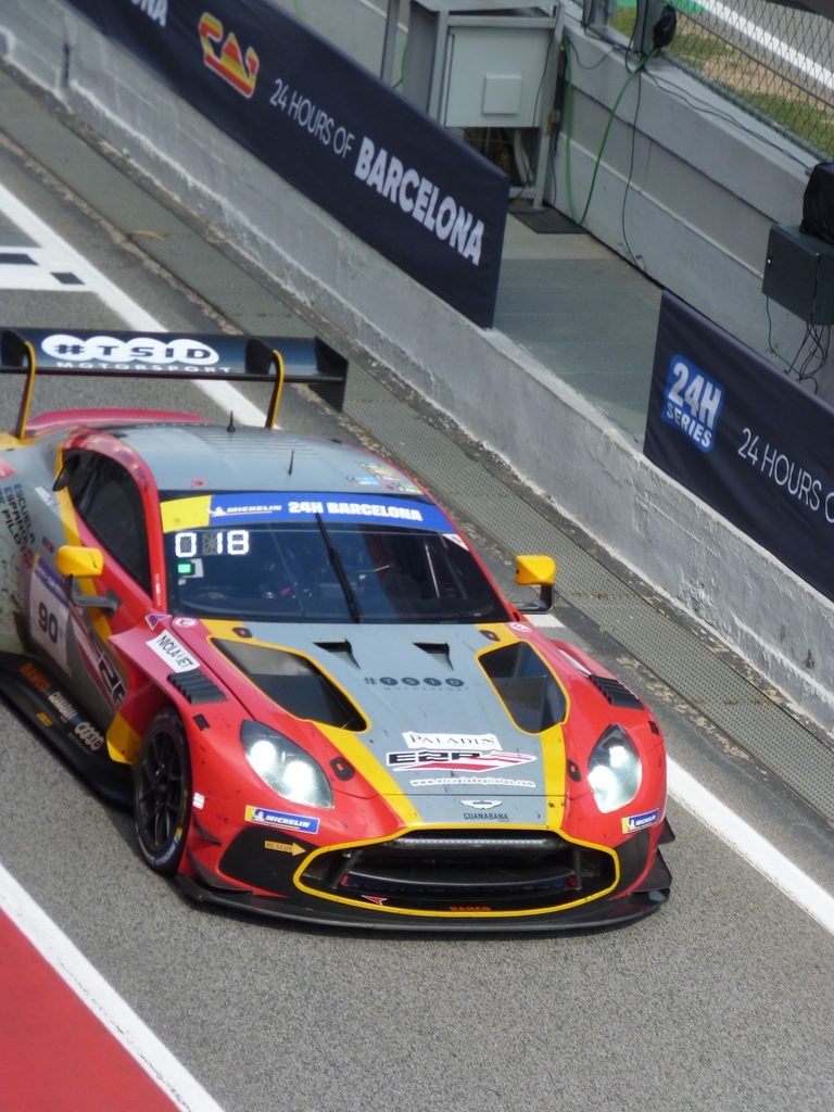 Aston Martin GT3 EVO At the pit-lane of Barcelona